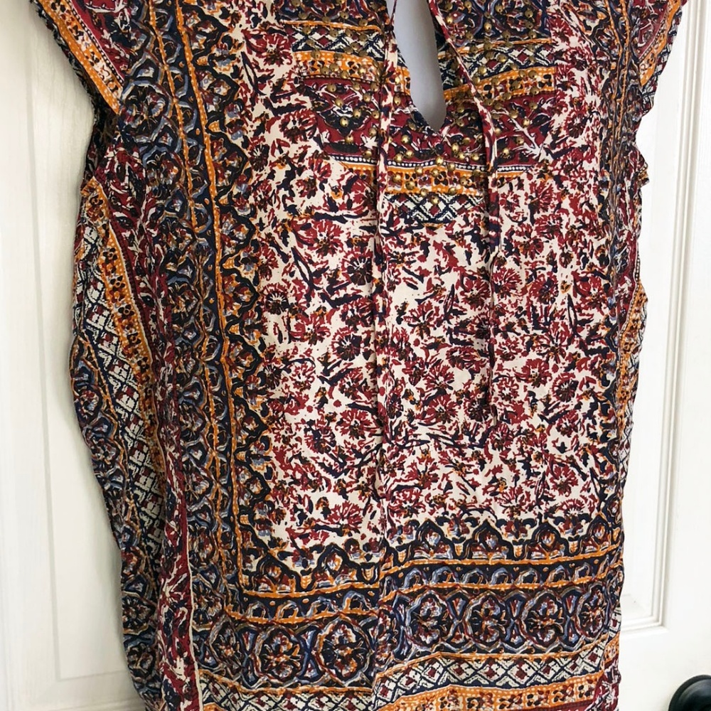 Lucky Brand Bohemian Scarf Blouse Plus Size 1X